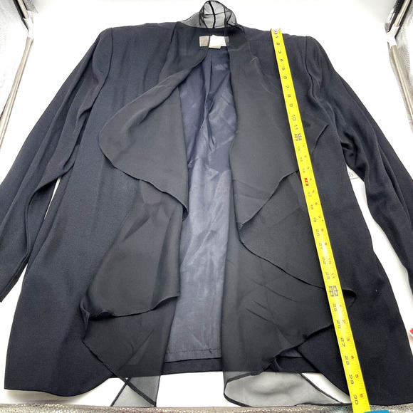 Vintage Michael Marcella Ltd Black Lace Padded Shoulder Flowy Jacket Women's L - Picture 7 of 11